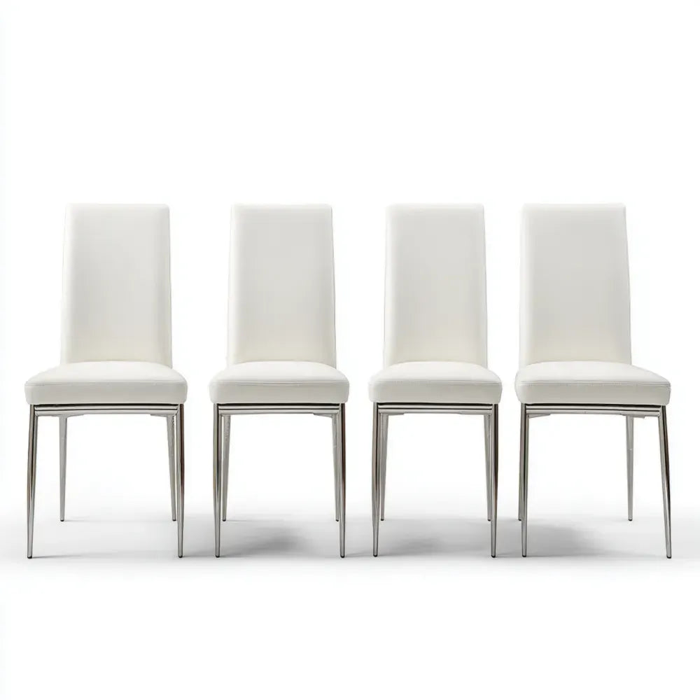 Dining Chairs Set of 4 - Faux Leather 45x50x100 cm - White - Contemporary Design