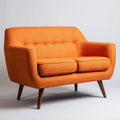 Loveseat Fabric Upholstery 150x80x85 cm - Orange - Mid-Century Modern Design