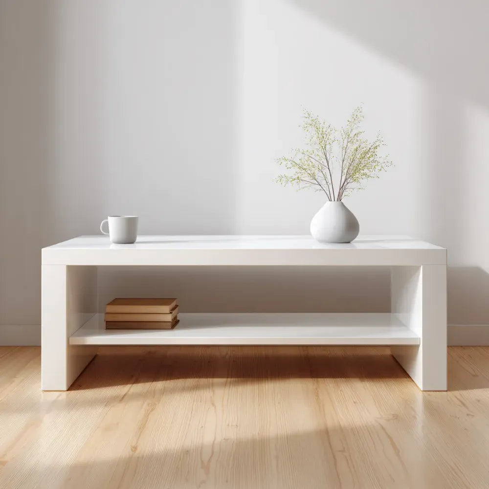 Coffee Table 120x60x40 cm - White Wood - Minimalist Design
