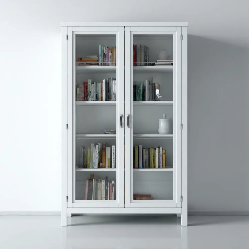 Display Cabinet – Wood & Glass 180x80x40 cm – White – Modern Design