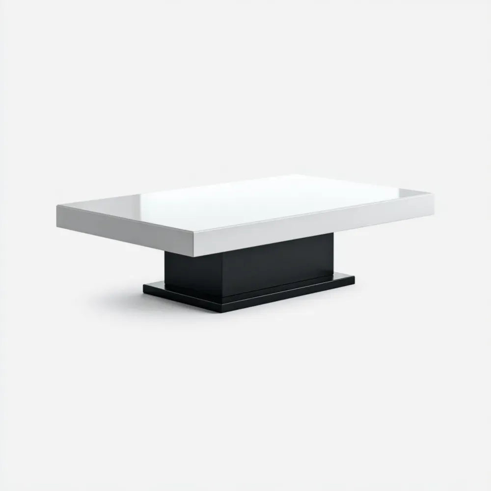Modern Coffee Table 120x60x40 cm with High Gloss Finish - White/Black